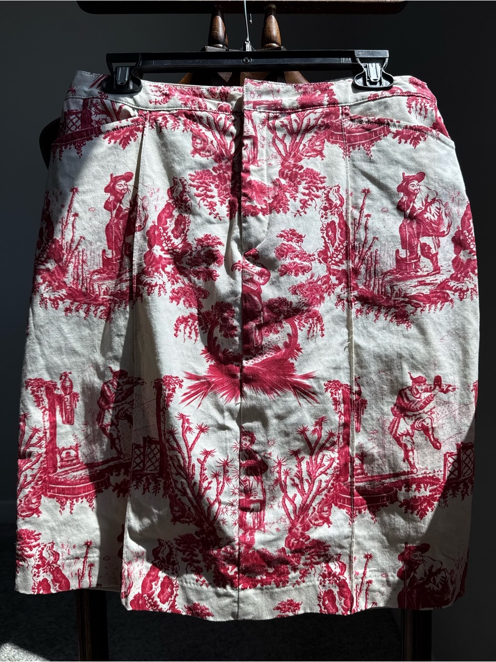 Mossimo Stretch Red Toile Print Pencil Skirt Cottagecore French Country Size 12